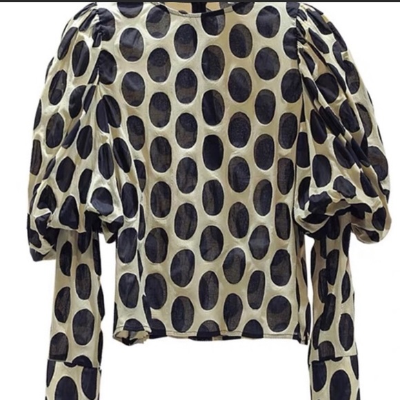 Ivory Top w/Black Large Polka Dots - Picture 3 of 4